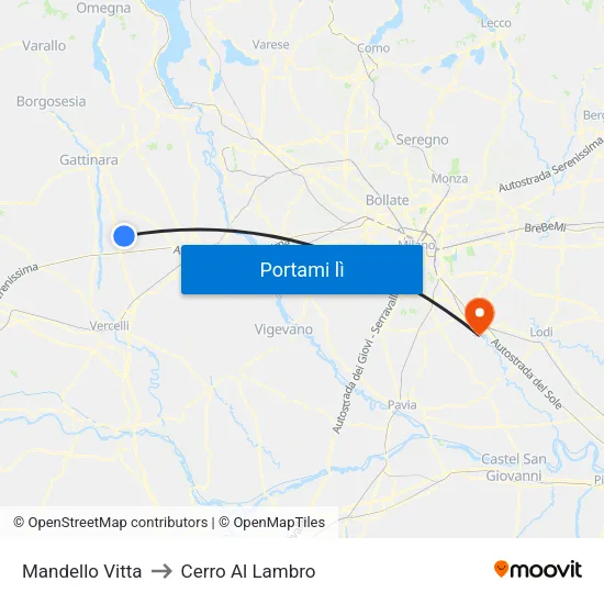 Mandello Vitta to Cerro Al Lambro map