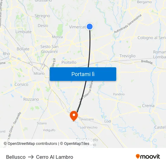 Bellusco to Cerro Al Lambro map