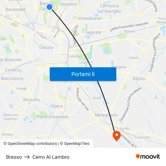 Bresso to Cerro Al Lambro map