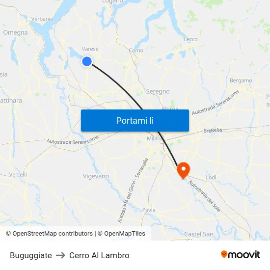 Buguggiate to Cerro Al Lambro map