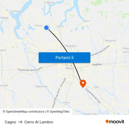 Cagno to Cerro Al Lambro map