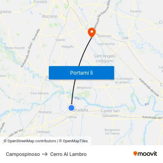 Campospinoso to Cerro Al Lambro map