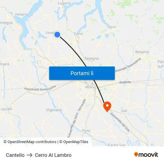 Cantello to Cerro Al Lambro map