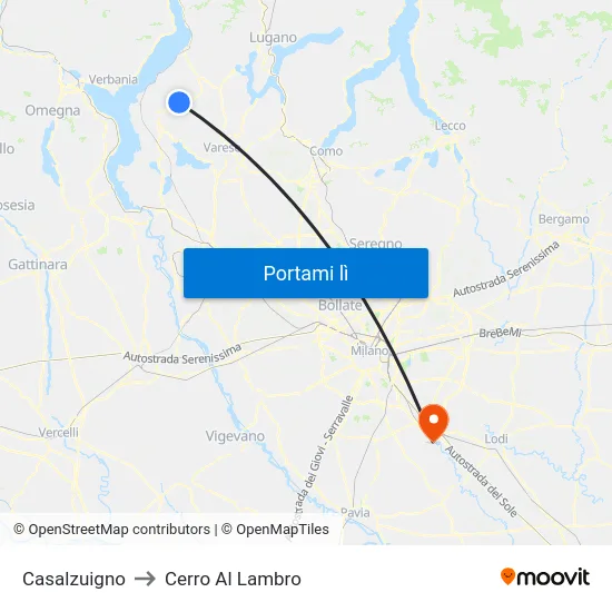 Casalzuigno to Cerro Al Lambro map