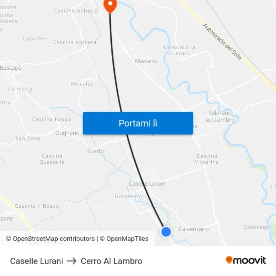 Caselle Lurani to Cerro Al Lambro map