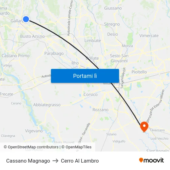 Cassano Magnago to Cerro Al Lambro map