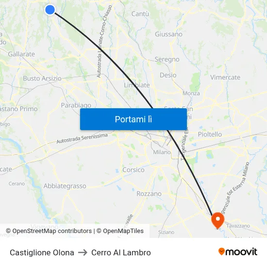 Castiglione Olona to Cerro Al Lambro map
