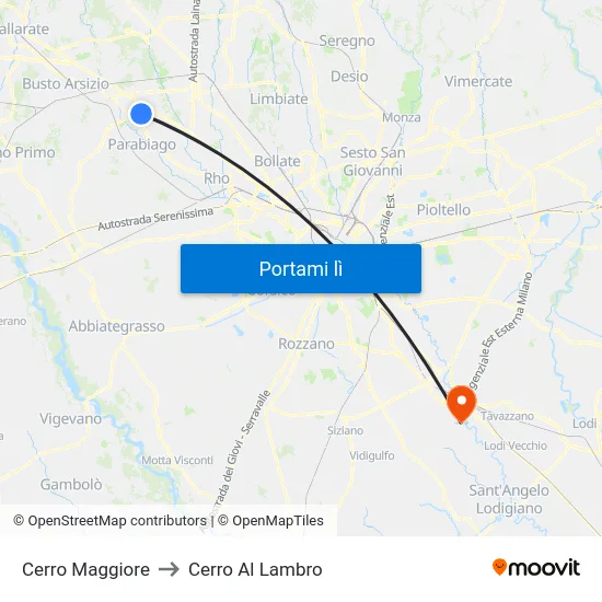 Cerro Maggiore to Cerro Al Lambro map