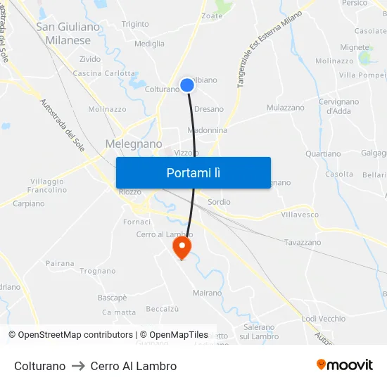 Colturano to Cerro Al Lambro map
