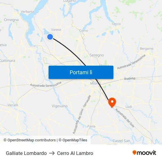 Galliate Lombardo to Cerro Al Lambro map