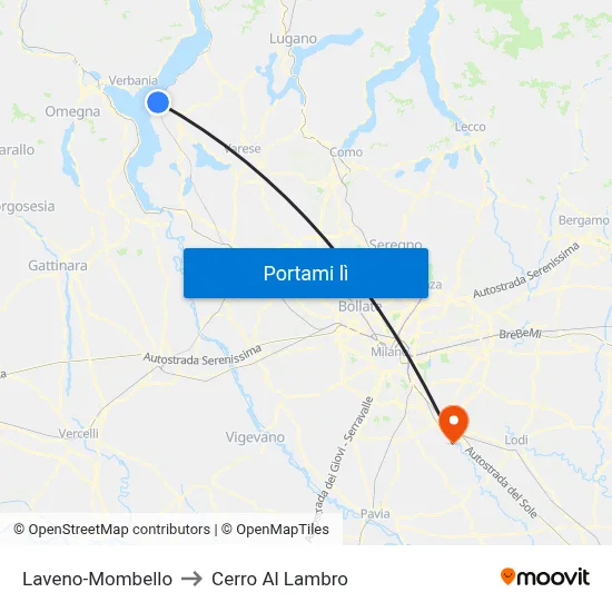 Laveno-Mombello to Cerro Al Lambro map