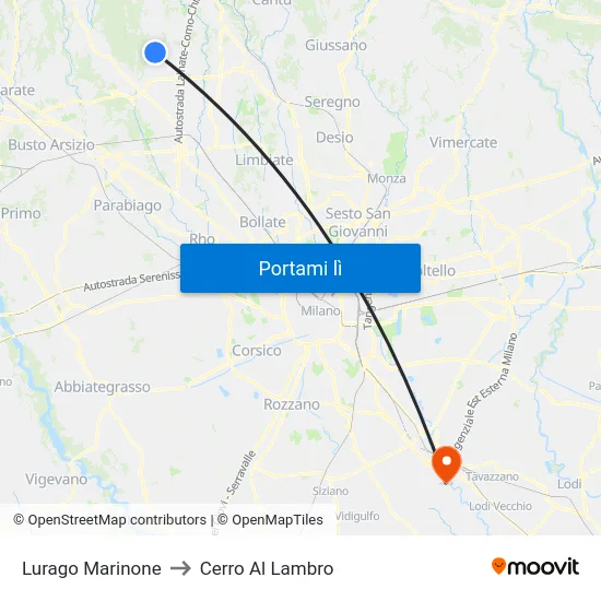 Lurago Marinone to Cerro Al Lambro map