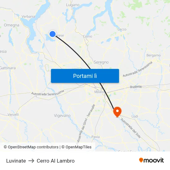 Luvinate to Cerro Al Lambro map