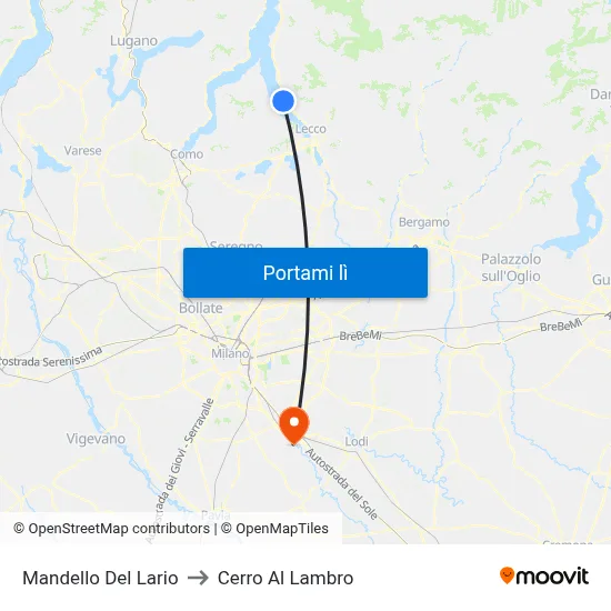 Mandello Del Lario to Cerro Al Lambro map