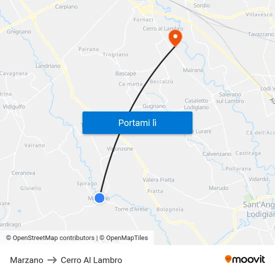 Marzano to Cerro Al Lambro map