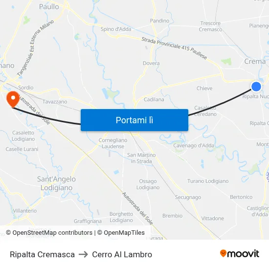Ripalta Cremasca to Cerro Al Lambro map