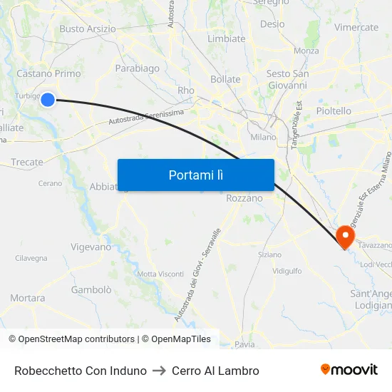 Robecchetto Con Induno to Cerro Al Lambro map