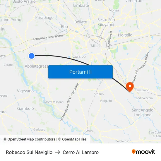 Robecco Sul Naviglio to Cerro Al Lambro map