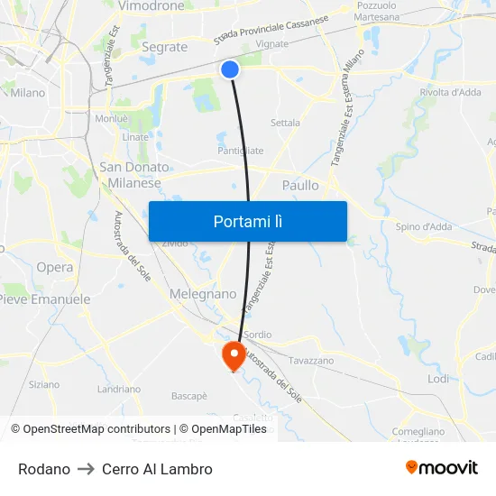 Rodano to Cerro Al Lambro map