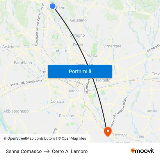 Senna Comasco to Cerro Al Lambro map