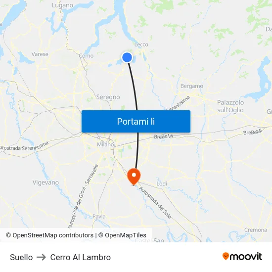 Suello to Cerro Al Lambro map
