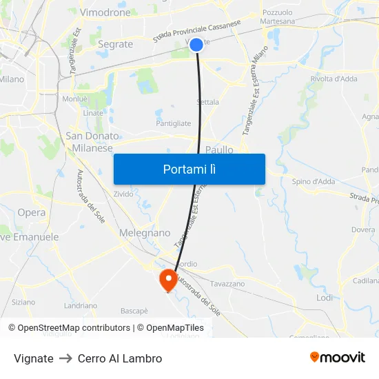 Vignate to Cerro Al Lambro map