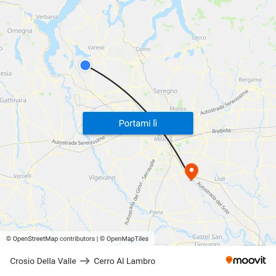 Crosio Della Valle to Cerro Al Lambro map