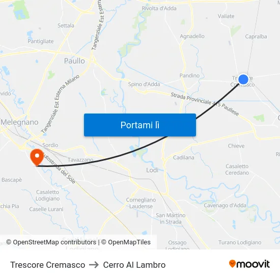 Trescore Cremasco to Cerro Al Lambro map