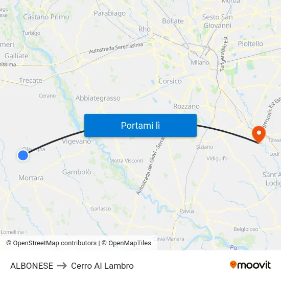 ALBONESE to Cerro Al Lambro map