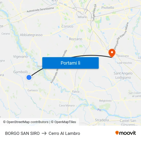 BORGO SAN SIRO to Cerro Al Lambro map