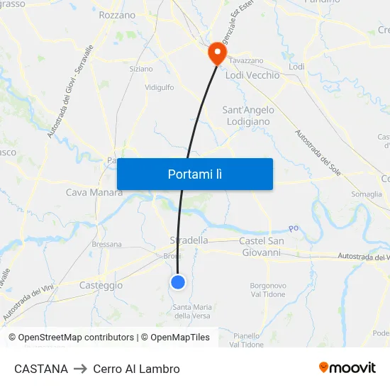 CASTANA to Cerro Al Lambro map