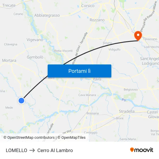 LOMELLO to Cerro Al Lambro map