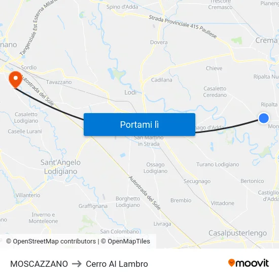 MOSCAZZANO to Cerro Al Lambro map