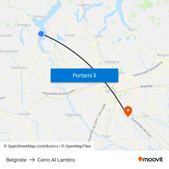 Belgirate to Cerro Al Lambro map