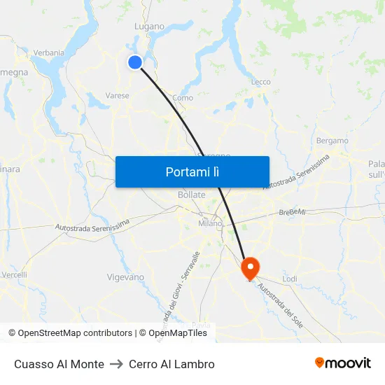 Cuasso Al Monte to Cerro Al Lambro map