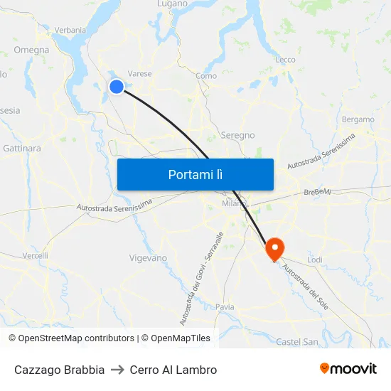 Cazzago Brabbia to Cerro Al Lambro map