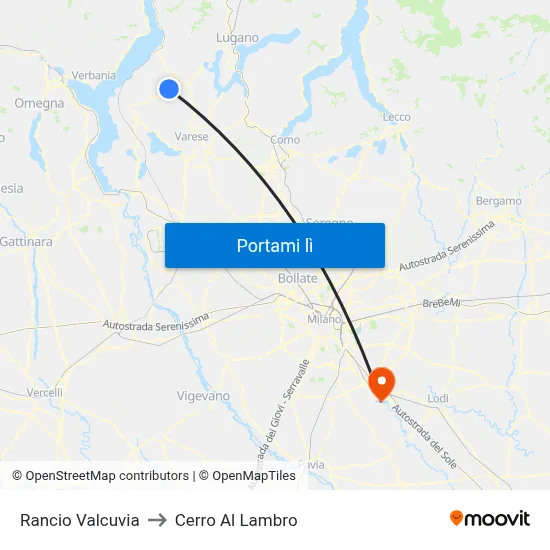 Rancio Valcuvia to Cerro Al Lambro map
