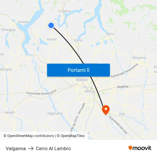 Valganna to Cerro Al Lambro map