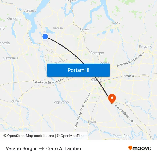 Varano Borghi to Cerro Al Lambro map