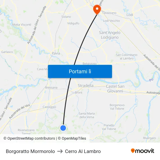 Borgoratto Mormorolo to Cerro Al Lambro map