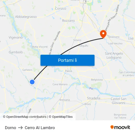 Dorno to Cerro Al Lambro map