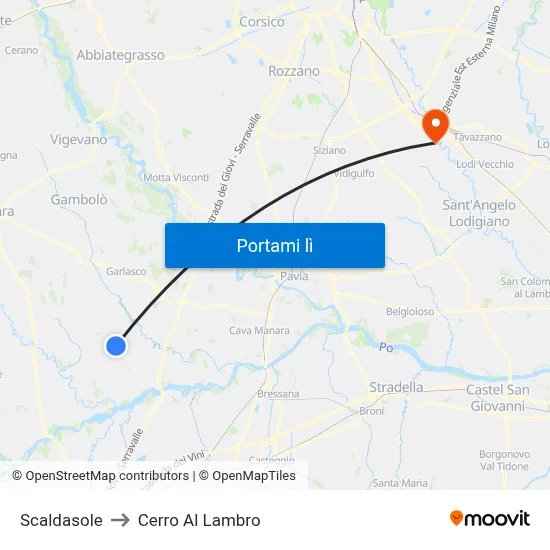 Scaldasole to Cerro Al Lambro map