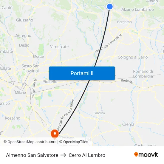 Almenno San Salvatore to Cerro Al Lambro map