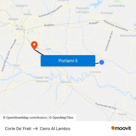 Corte De' Frati to Cerro Al Lambro map