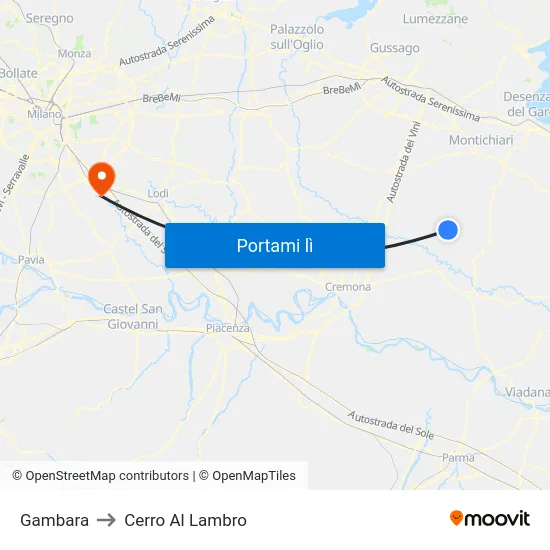 Gambara to Cerro Al Lambro map