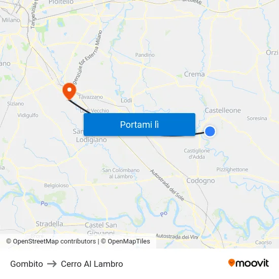 Gombito to Cerro Al Lambro map