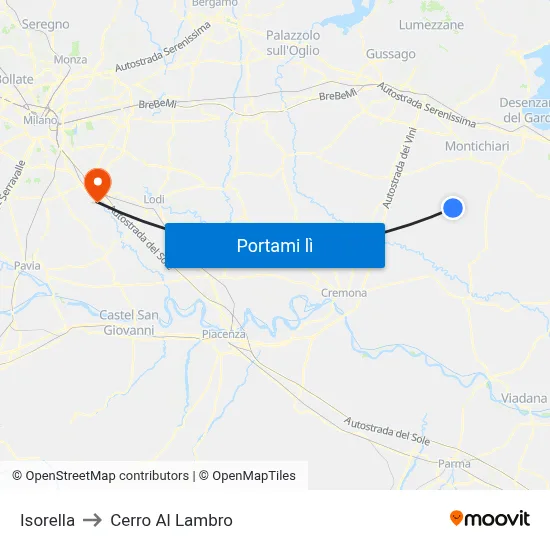 Isorella to Cerro Al Lambro map