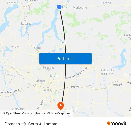 Domaso to Cerro Al Lambro map