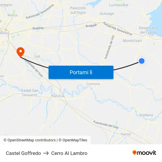 Castel Goffredo to Cerro Al Lambro map