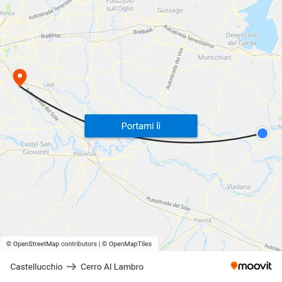Castellucchio to Cerro Al Lambro map